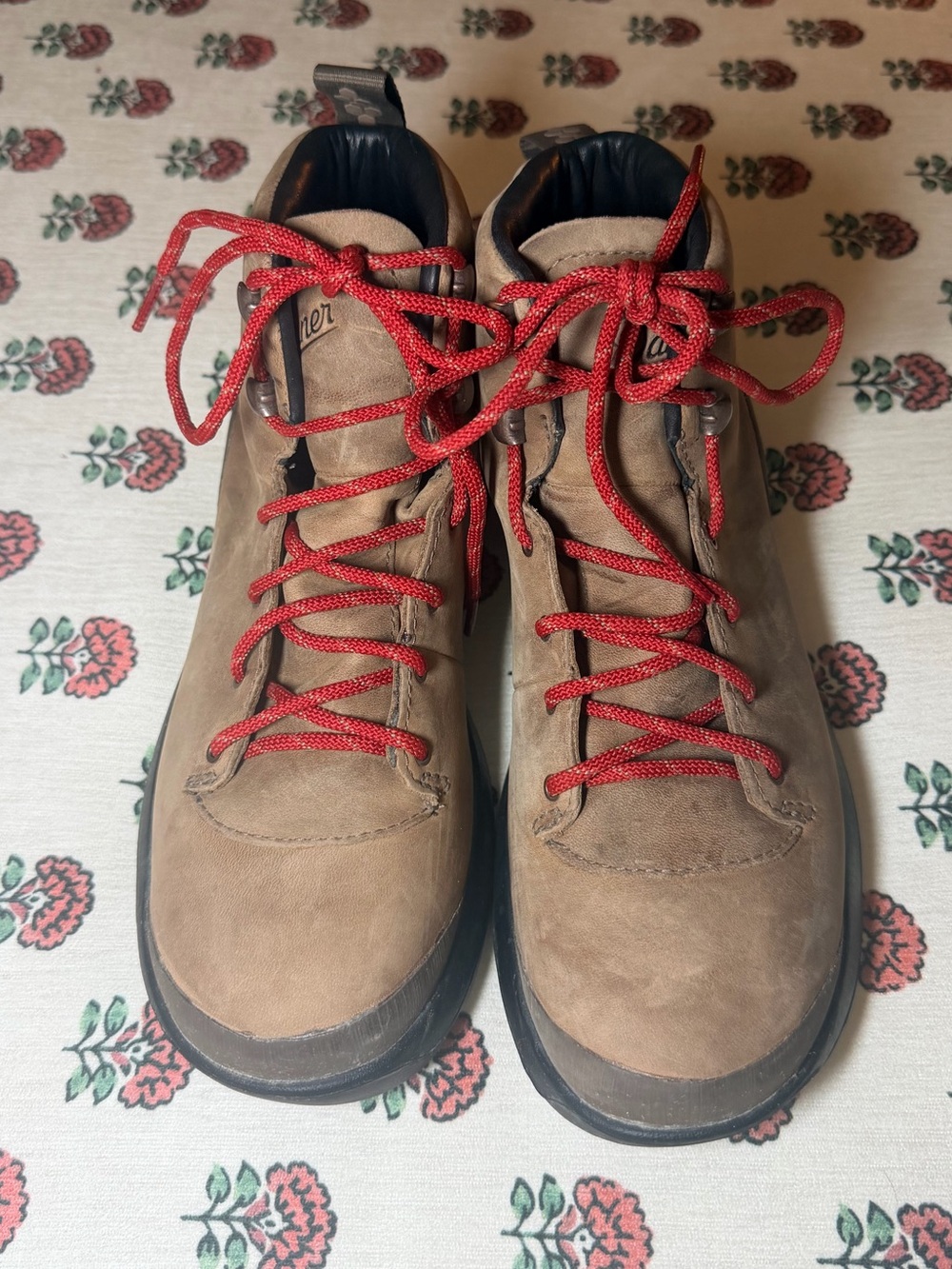 Danner Tan Leather Lace-Up Boots with Red Laces